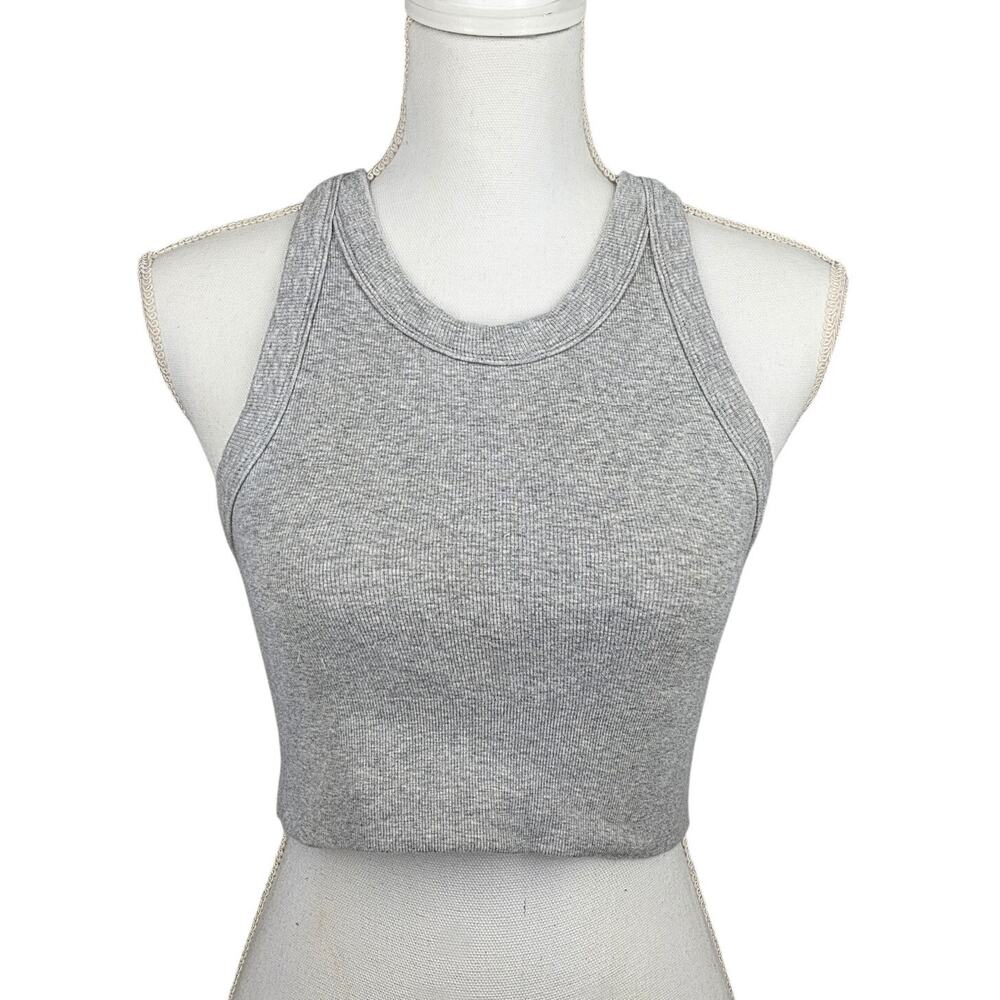 ALO YOGA SEAMLESS DELIGHT HIGH NECK BRA – GRAY – WOMEN’S XS – COMPRESSIVE FIT